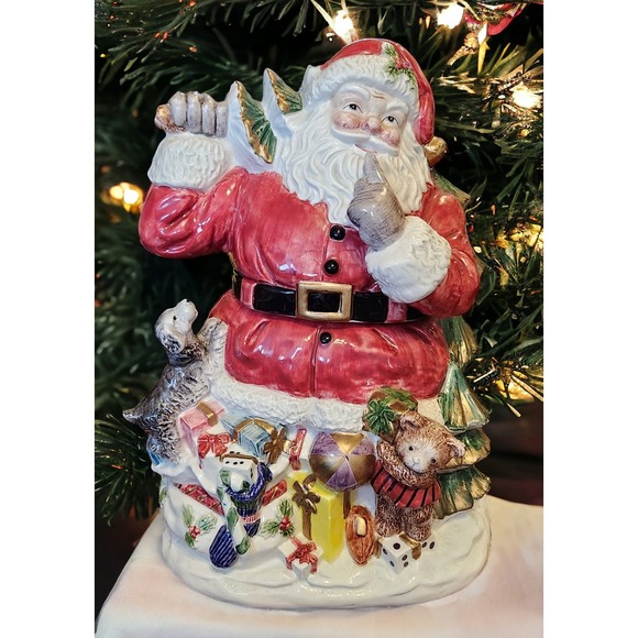 Fitz and Floyd TOYLAND SANTA COOKIE JAR 2070/106 Vintage Retired 12" Omnibus - Picture 1 of 16